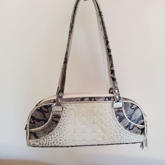 ROBERTO VASCON Hand Made Women's Hand Bag Reptile Embossed Genuine Leather Y2K - Picture 4 of 14